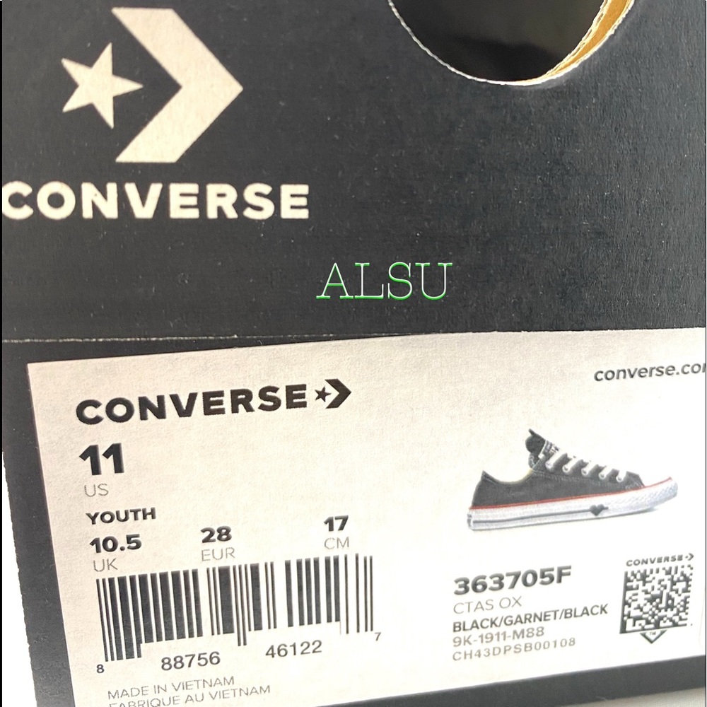 Converse Ctas Low Top Canvas Garnet Black Casual Sneakers Kid’s Size 363705F - Picture 10 of 10